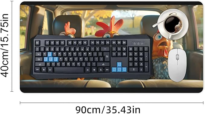 XXL Gaming Mouse Pad Animal Funny Rooster XXL Gaming Mouse Pad Large Desk Mat Protector for Desktop Anti-Slip Rubber Extended Computer Keyboard Mat Writing Pad for Work Office 15.7 * 35.4 inB-1764