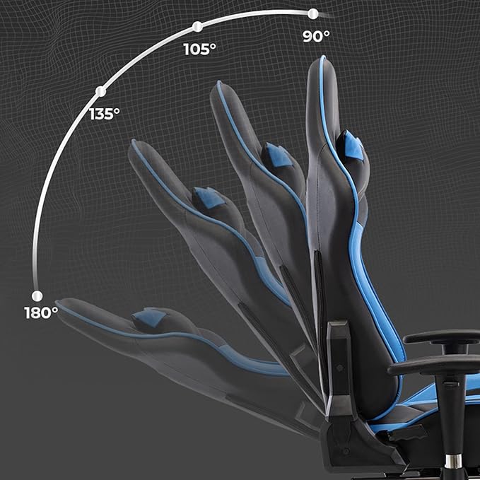 Ergonomic Gaming Chair with Footrest and Lumbar Support Height Adjustable Video Game Chairs for Adult Reclining Desk Chairs for Office Bedroom Study Room Red