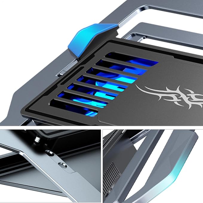 Height Adjustable Riser - Cooling Laptop Stand Rechargeable Quiet Pad | Ergonomic Notebook Support Station Portable Desk Holder with Fan Laptop Cooler for Girlfriend or Boyfriend