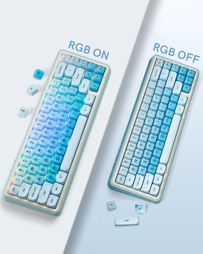 132 Keys PBT Keycaps Jelly Keycaps Cute Custom Creamy Key caps MOA Profile for 61/68/84/87/98/100 Cherry Gateron MX Mechanical Keyboards Blue