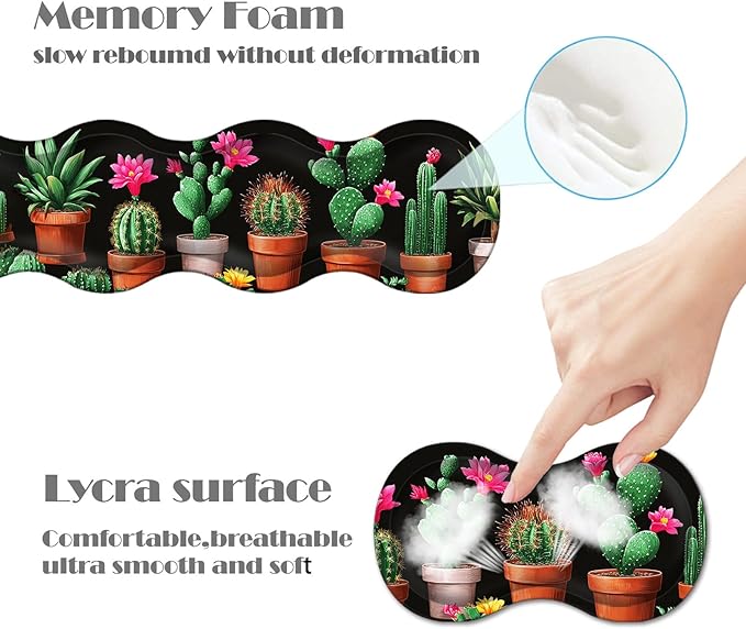 Ergonomic Keyboard Wrist Rest &amp Mouse Pad Wrist Rest SetXL Gaming Desk Mat 31.5x 11.8Non-Slip BaseMemory FoamEasy Typing Pain Relief for Office &amp HomeFloral Cactus