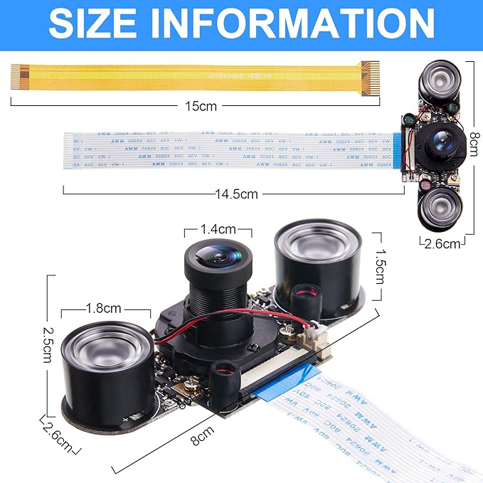 Weewooday 2 Sets for Camera 1080P Webcam 5MP OV5647 Sensor Day and Night Vision IR-Cut Video Focus Adjustment Compatible with Raspberry Pi RPi 4 3 B/B+ 2B 3A+ 2 1 Camera