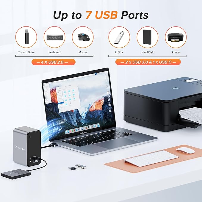 MacBook Pro Docking Station Dual Monitor with 2 4k HDMI Display15 in 2 USB C Docking Station for MacBook with 2 HDMI VGA PD3.0 7 USB Ports RJ45 Ethernet &amp 3.5mm Audio (No Power Adapter)