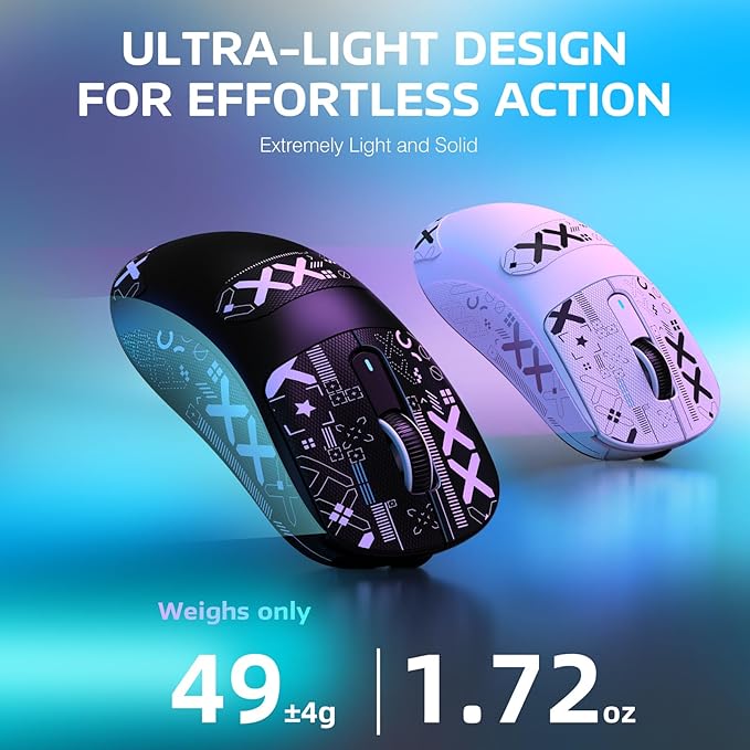 MANBASNAKE Attack Shark X3 Wireless Gaming Mouse 49g Lightweight Triple Mode Ergonomic Computer Mouse PAW3395 26K DPI Sensor 200h Battery Life Griptape Programmable Buttons for PC/Laptop/Mac/Win