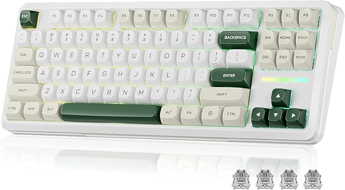 Redragon K734W Wireless Mechanical Keyboard Tri Mode BT5.0/2.4G/USB-C 75% 81 Keys TKL Custom Hot Swappable Gaming Keyboard Pre-lubed Linear SwitchesRGB Gasket Computer Creamy Keyboard for PC/MAC