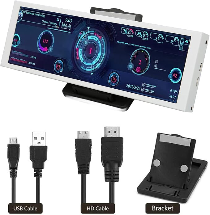 7.9 Inch CPU Hardware Temperature Monitor External Expansion Display CPU GPU SSD Data Temperature Monitor Panel for PC ARGB Computer Case Secondary Screen