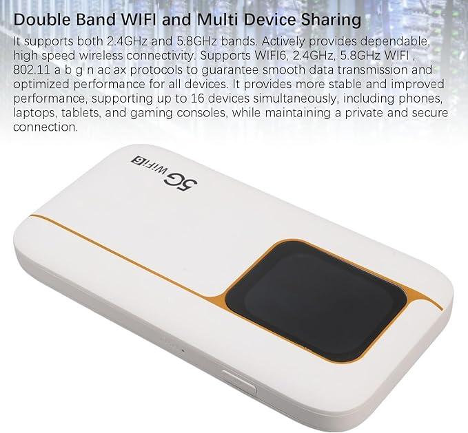 fosa 5G Mobile Hotspot Portable WiFi Router with 7100mAh Battery and WIFI6 Support for Travel Home Gaming Up to 16 Devices 2.77Gbps Speed IP67