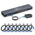 KVM Switch HDMI 8 Port 4K@30Hz USB HDMI Rack KVM Console 8 in 1 Out w/9pack Cables 4 USB 2.0 Hubs Desktop Selector IR Remote &amp Ears