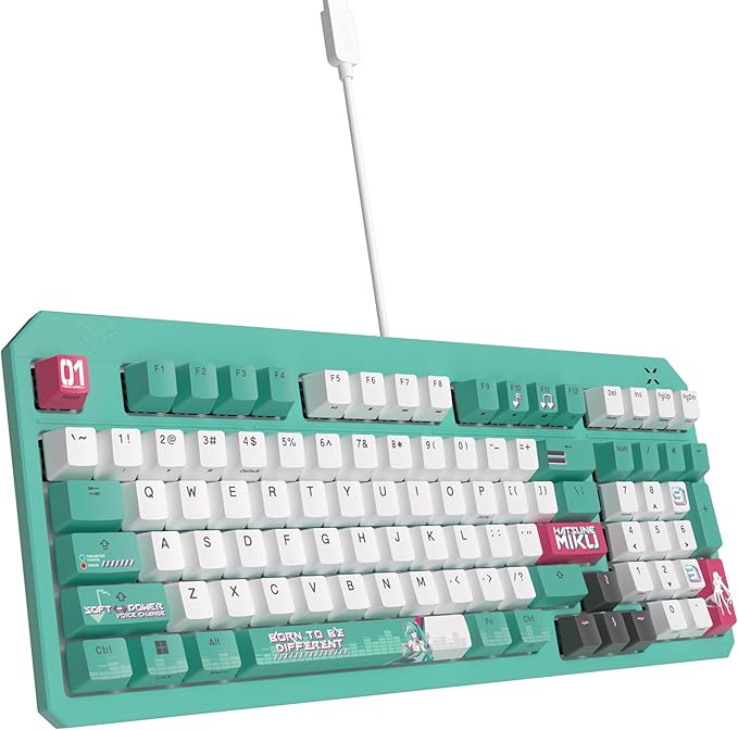 ASUS TUF Gaming K3 Gen II Hatsune Miku Edition Wired USB Gaming Keyboard – 97-Key Compact Layout Optical-Mechanical RGB Switches PBT Keycaps Detachable Top Plate IP57 Rated PC/Mac Support - Aqua