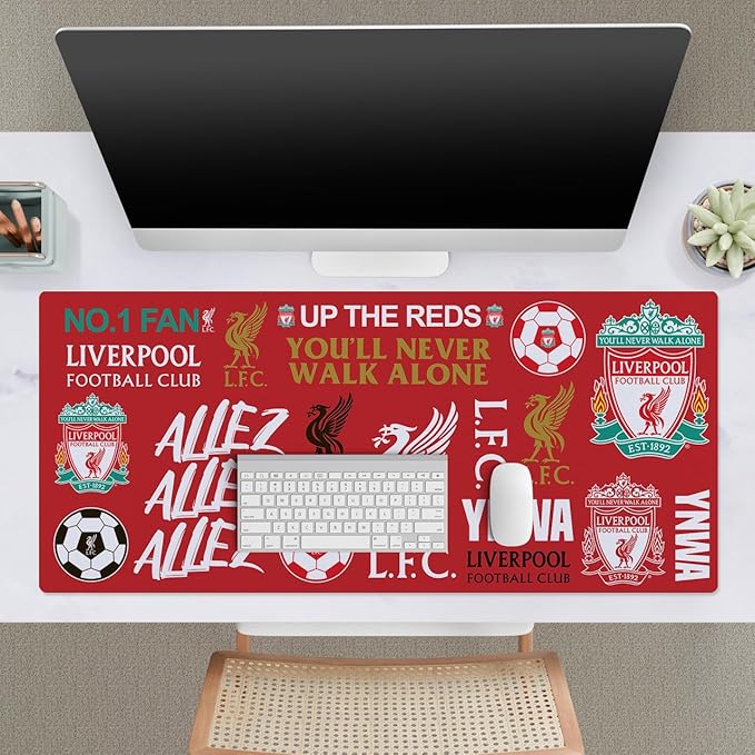 Head Case Designs Officially Licensed Liverpool Football Club Sticker Collage Graphics 37.4 x 15.75 x 0.16 inches (900 x 400 mm) - XL Gaming Office Desk PC Keyboard Mouse Mat Pad