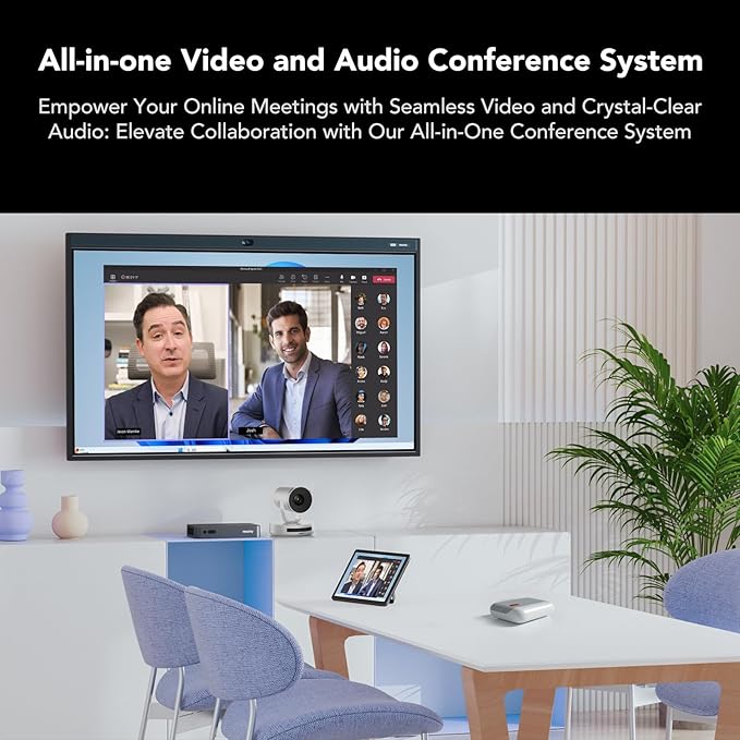 NUROUM Conference Room Camera System 5X Optical Zoom Noise Cancellation Autofocus All-in-one Video Conferencing Camera 1080P PTZ Webcam Bluetooth Conference Speaker and Microphone