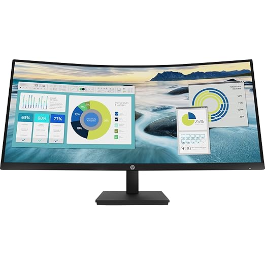 HP P34HC G4 34 WQHD Curved Screen Edge LED LCD Monitor - Vertical Alignment - 3440 x 1440 - 250 Nit - 100 Hz RR - HDMI - Display Port - Black