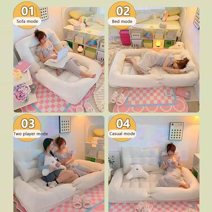 Floor Chair Lazy Sofa Folding Meditation Chair Padded Floor Chair with Back Support for Camping and Gaming Adjustable Reading Chair A