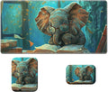 Wrist Rest Pad Small Mouse Pad and Office Desk Mat Set 3 in 1 Desk Pad 11.8 x 23.6+Mousepad +Mouse Wrist Rest with Ergonomic Design Non-Slip for Home Gaming Computer Elephant