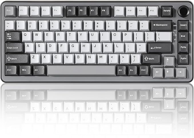 YUNZII B75 PRO Wireless Mechanical Keyboard75% Layout with KnobHot Swap Gasket StructureCreamy Pre-lubed SwitchesRGB BacklitBluetooth/Type-C/2.4G for Win/Mac (Dark Grey Milk Switch)