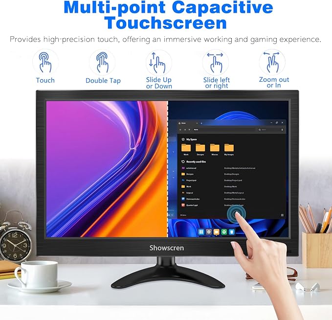 15.6inch PC Monitor Touchscreen IPS Screen 1920x1080P 60Hz 99% sRGB Built-in SpeakerHDMI/USB-C Portable Monitor for Laptop Switch Xbox PS3/4/5 Raspberry Pi5