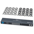16 Port HDMI KVM Switch 4K@60Hz 2K@144Hz USB Rack Mount KVM HDMI Switch w/16 Pcs Cables Support RGB 4:4:4 HDCP 2.2 3.5mm Audio 4 USB 2.0 IR Remote