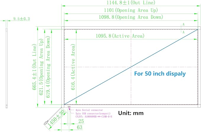 50 Inch Interactive 10 Points Infrared IR Touch Screen Overlay Frame Free Driver