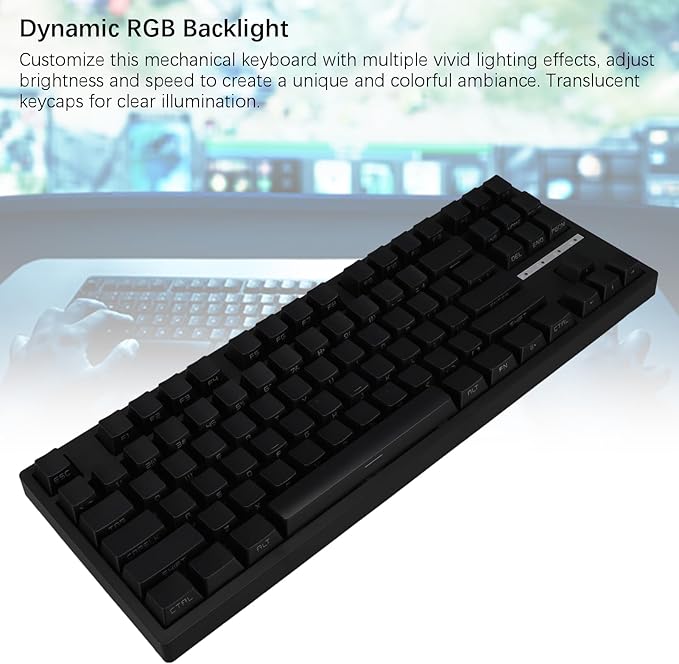 Gaming Keyboard RGB Backlit 87 Keys Bluetooth 3.0 5.0 Type C Wired Blue Switch Mechanical Gaming Keyboard for PC Laptop RGB Multiple Lighting Modes