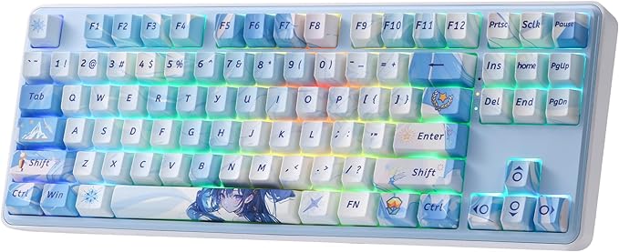Redragon K707 PRO SE 80% Wireless Gasket RGB Gaming Keyboard 3-Modes 87 Keys TKL Anime Mechanical Keyboard w/Hot-Swap Socket Dye-Sub PBT Keycaps &amp 5-Layer Noise Dampening Custom Linear Switch