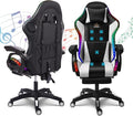 Computer Gaming Chair with Speakers and Massage RGB Video Game Chair Ergonomic Gamer Chair Racing Chair PU Leather High Back Recliner Chair with Lumbar Support Headrest ArmrestWhite