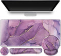ToLuLu Desk Mat XXL Large Mouse Pad Wrist Support Set4 in1 Gaming Mousepad Desk Pad+ Ergonomic Mouse Pad with Wrist Rest + Keyboard Wrist Rest+Coaster for Women Home Office Computer Purple Marble