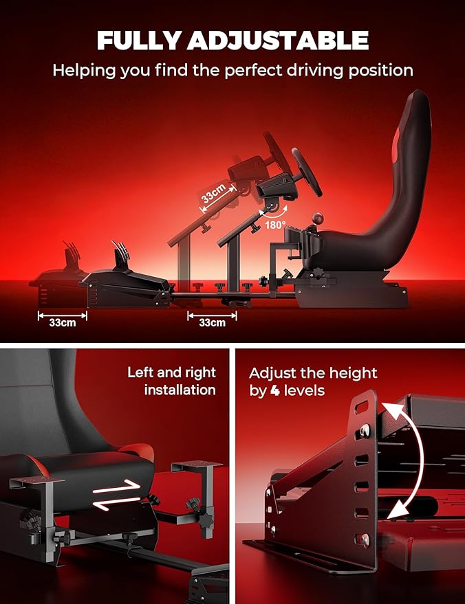 Foldable Racing Simulator Cockpit with Leather Seat Built for Stable Braking &amp Immersive Home Racing Compatible with Logitech Thrustmaster Fanatec MOZA