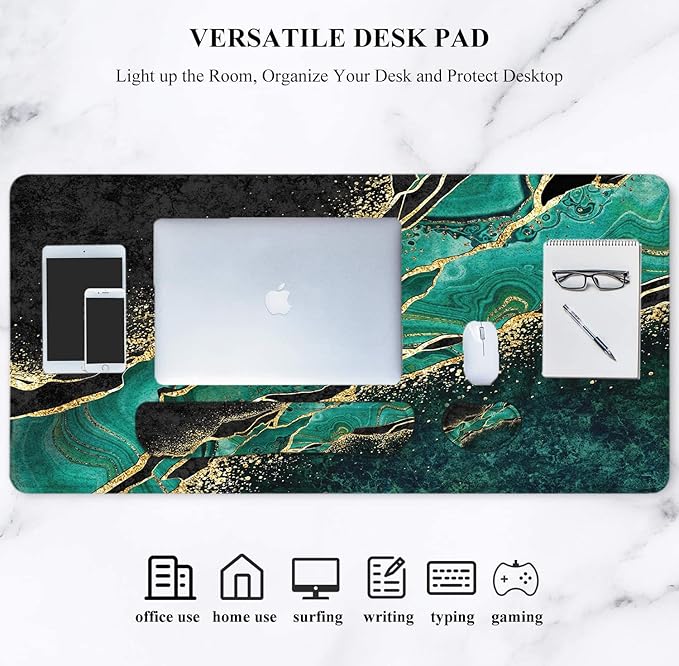 LATEEFAH Desk Mat Mouse Pad with Wrist Rest 4-in-1 Large Mouse Pads for Desk Ergonomic Mouse Pad and Keyboard Wrist Rest Gaming Keyboard Mat for Office Home