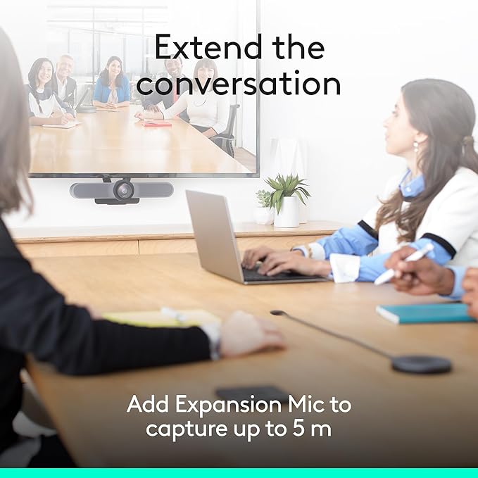 Logitech MeetUp Video Conferencing System Ultra HD 4K/1080p/720p 3 Microphones/Adjustable Speakers Wide Field of View 120° PC/Mac/Laptop/MacBook/Tablet - Black