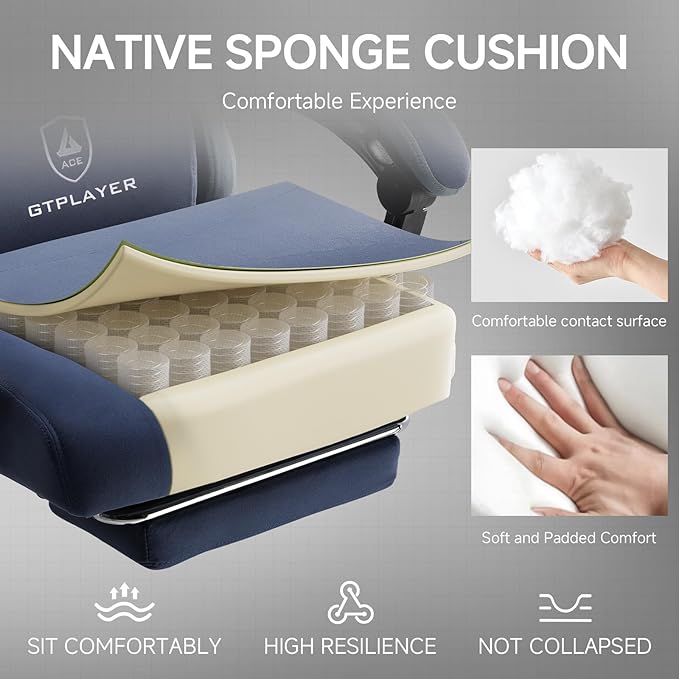 GTPLAYER Gaming Chair Computer Office Chair with Pocket Spring Cushion Linkage Armrests and Footrest High Back Ergonomic Computer Chair with Lumbar Support Task Chair with Footrest