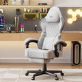 Soontrans Linen Fabric Gaming Chair Racing Office Computer Desk ChairErgonomic Gamer Chairs for Adult High Back Comfortable Video Game Chair with Footrest and Massage Lumbar Cushion