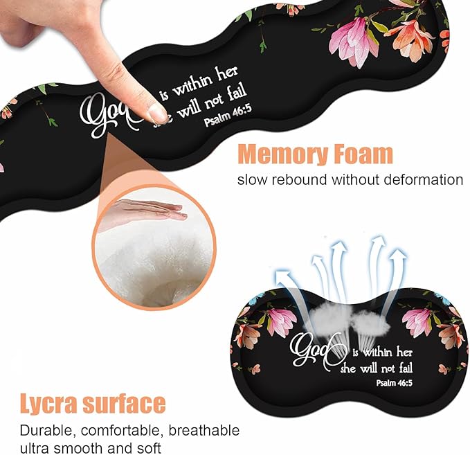 Ergonomic Keyboard Wrist Rest &amp Mouse Pad Wrist Rest SetLarge Gaming Desk Mat 31.5x 11.8 with Non-Slip BaseMemory FoamEasy Typing Pain Relief for Home &amp OfficeFloral Quote Bible Verse Ps