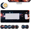 Mouse PadLarge Desk Mat Set 4in1 XL Mousepad + Keyboard Wrist Rest+Mouse Wrist Rest+Coaster with Ergonomic Desk Pad for Home Office Table Computer Cover -Colorful Galaxy Nebula
