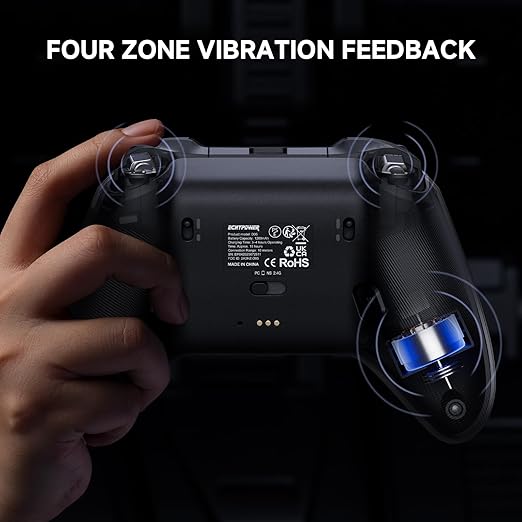 ECHTPower EP04 Wireless PC Controller with TMR Joysticks &amp Dual Hall Triggers Multi-Platform Gamepad for PC/Switch/Switch2/iOS/Android 4-Motor Vibration Smart Charging Dock One-Click ABXY Swit