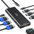 HODO USB C Docking Station Dual Monitor Adapter for Dell HP Laptop Docking Station 3 Monitors Quad Display USB C Hub Dongle to 2 HDMI 4KDP 8K VGA4 USBPD Adapter 9 in 1 Laptop Dongle