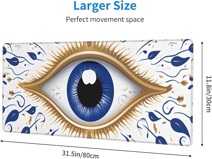 Ancient Hamsa Eye Ethnic Large Mouse Pad XL Extended Gaming Pad Waterproof Desk Mat for Desktop Keyboard Non Slip Mousepad for Office Game Home 32.15x11.8