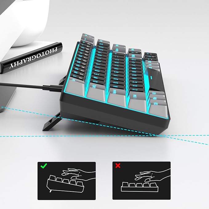 MageGee Portable 60% Mechanical Gaming Keyboard MK-Box LED Backlit Compact 68 Keys Mini Wired Office Keyboard with Red Switch for Windows Laptop PC Mac - Black/Grey