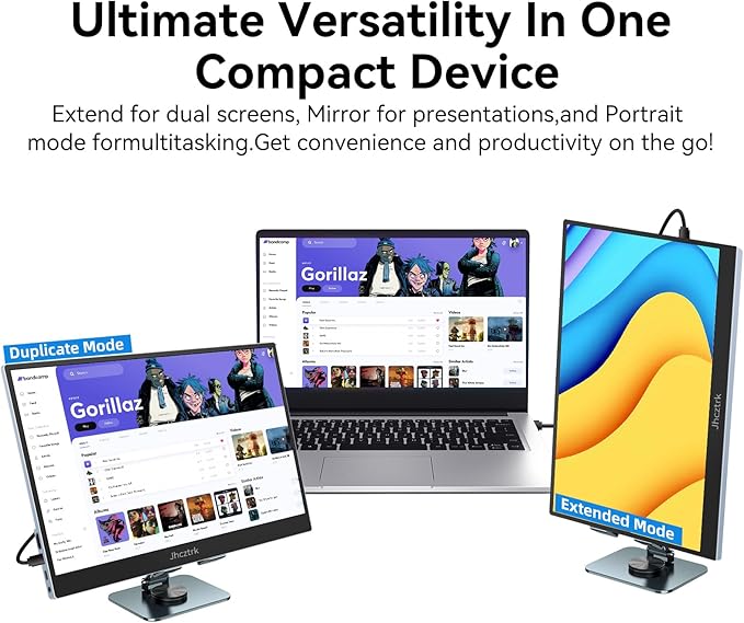 Touchscreen Portable Monitor 15.6 inch 1080P Ultra Slim and Lightweight Bezel Less FHD IPS HDR Gaming Monitor with Built-in Speakers and VESA for Laptop Mac PC PS4/5 Switch