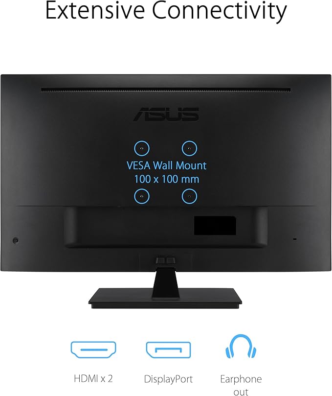 ASUS 31.5” 4K HDR Eye Care Monitor (VP327Q) – UHD (3840 x 2160) 99% sRGB HDR-10 Adaptive-Sync Speakers DisplayPort HDMI Flicker Free Blue Light Filter VESA MountableBlack