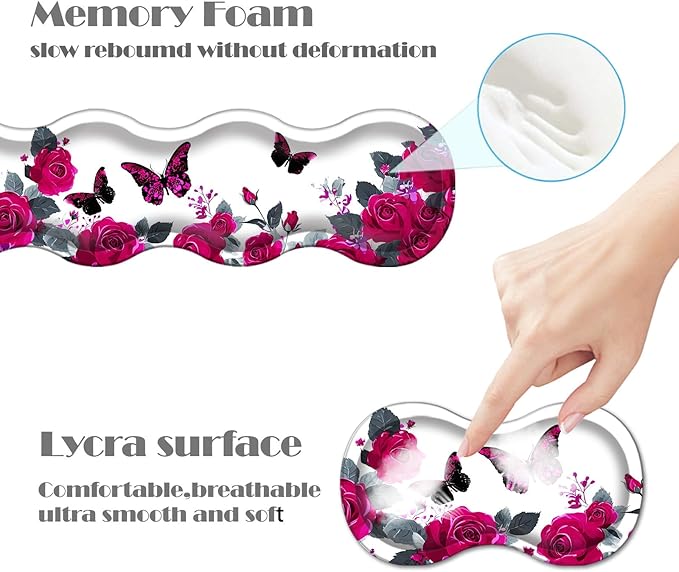 Ergonomic Keyboard Wrist Rest &amp Mouse Pad Wrist Rest SetXL Gaming Desk Mat 31.5x 11.8Non-Slip BaseMemory FoamEasy Typing Pain Relief for Office &amp HomeRoses and Black Butterflies