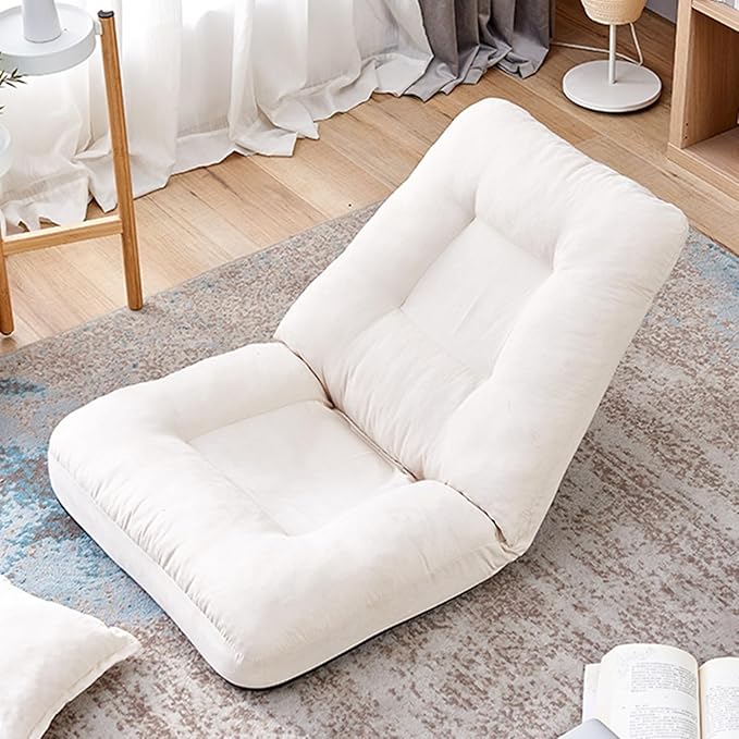 Floor Chair Folding Sofa Adjustable Positions Padded Lazy Sofa with Pillow Back Support Floor Gaming Chair for Reading Bedroom (Color : Gray Size : 45.66x23.62in)