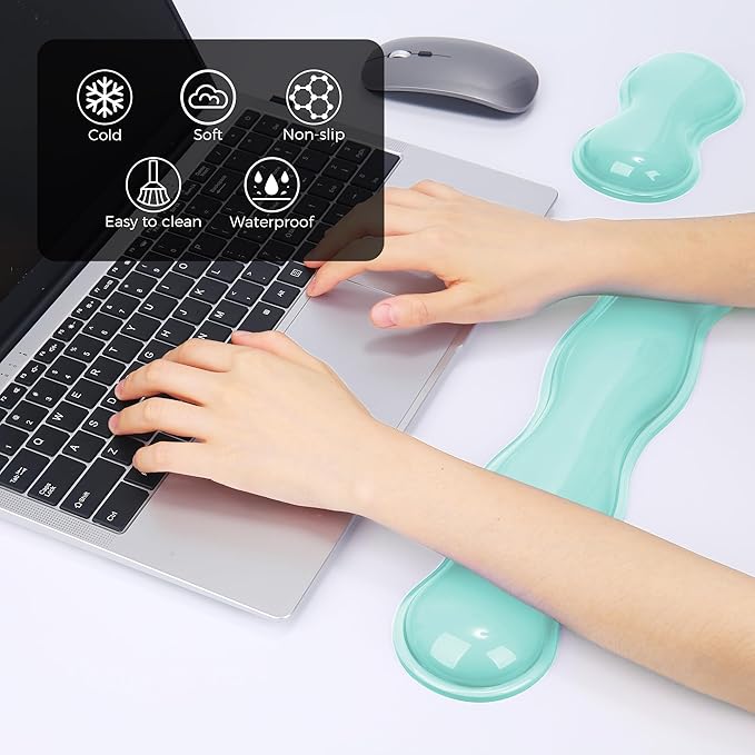 Gel Wrist Rest for Keyboard and Mouse Wrist Rest for Keyboard Mouse Wrist Support Pain Relief Cool Touch Non-Skid Keyboard and Mouse Wrist pad Set
