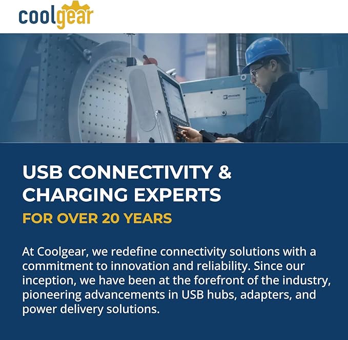 Coolgear 3.2 Gen 1 USB Hub - 4 Port USB Hub with 5Gbps Data Transfers Mountable Metal Housing 5V Power Adapter ESD Surge Protection Bus or Self Powered