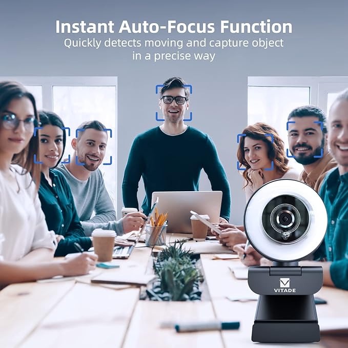 Streaming Webcam with Adjustable Ring Light Full HD 1080P Webcam with Dual Microphones and Advanced Auto-FocusPro Web Camera for Online Learning Zoom Meeting Skype Teams Gaming Laptop