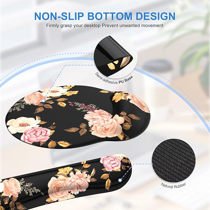 iCasso Desk Mat Gaming Mouse Pad Wrist Support Set4in1 XXL Large Mousepad + Keyboard Wrist Rest+Mouse Wrist Rest+Coaster Set with Ergonomic Design for Home Office Table Computer-Penoy