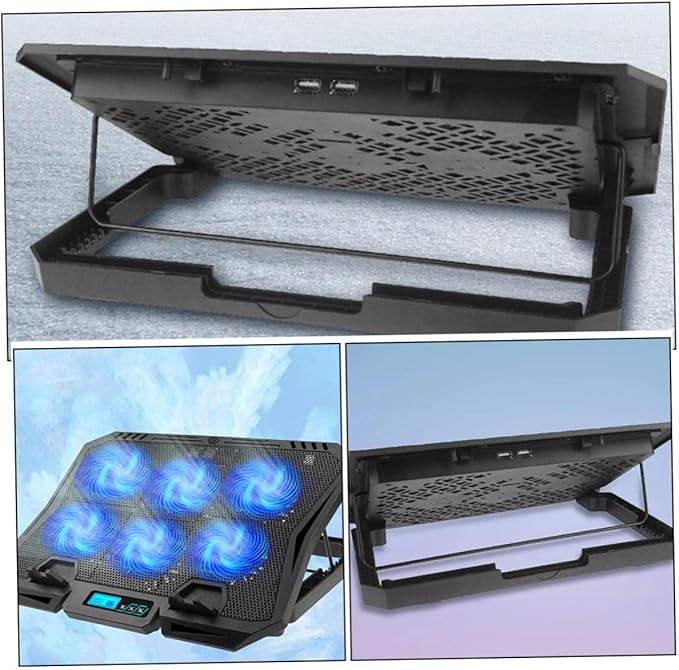 Laptop Cooling Pad 15.6 Inch Quiet Fan Stand with Adjustable Speed and Blue LED for Gaming and Office Use