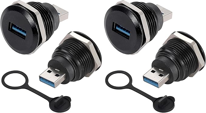 PENGLIN 2PCS USB 3.0 Connector USB Male to Female Conversion Connector USB3.0 Panel Mount Extension Adapter for Data Transfer/Charging (Pack of 2)