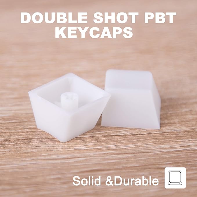 POM Jelly Keycaps Doubleshot Translucent OEM Profile for 6187104108 Keys PC Gaming Mechanical Keyboards (White)