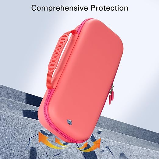 CoBak Hard Carrying Shell Case for PlayStation Portal Remote Player - with 2 Screen Protector 1 Grip Case 4 Thumb Grip Caps Hard Outer Cover for PS5 Portal Pink