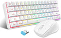 Snpurdiri 2.4G Wireless Gaming Keyboard and Mouse Combo Include Small 60% Merchanical Feel Ergonomic Design Mini Wireless Mouse(White)